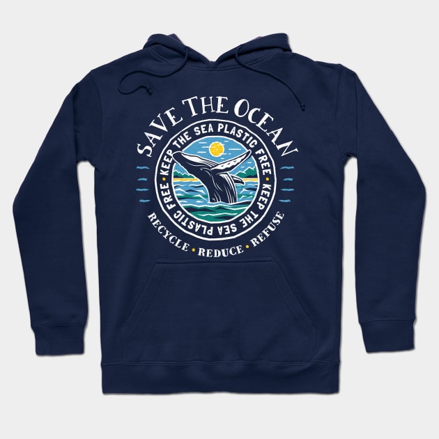 Save The Ocean - Keep the Sea Plastic Free - Humpback Whale Hoodie by bangtees